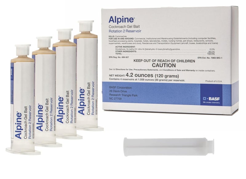 BASF Alpine Rotation 2 Cockroach Gel Bait Roach Killer for Indoor or Outdoor Infestation Control, Syringe Applicator 30 gram, 4 Pack - Image 1